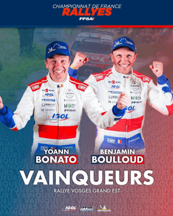 Yoann BONATO et Benjamin BOULLOUD gagnants du rallye des Vosges